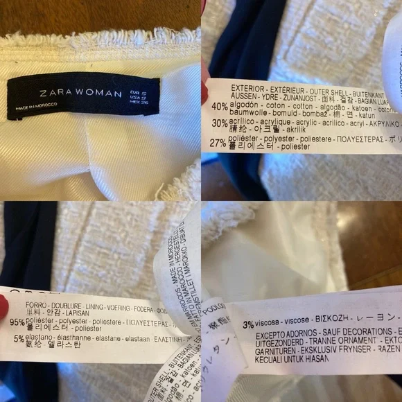 ZARA Ivory White Black Bow Tweed Blazer Jacket - Picture 8 of 12